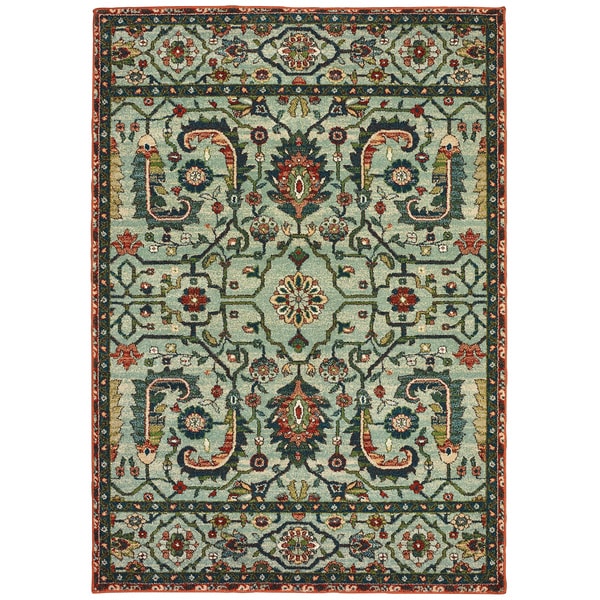 The Curated Nomad Clemente Vintage Tribal Green/Rust Area Rug - 6'7" x 9'6"