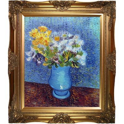 La Pastiche Vincent Van Gogh 'Vase with Lilacs, Daisies and Anemones' Hand Painted Oil Reproduction