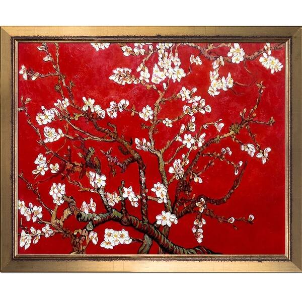 Vincent Van Gogh 'Branches of an Almond Tree in Blossom, Ruby Red' Hand ...