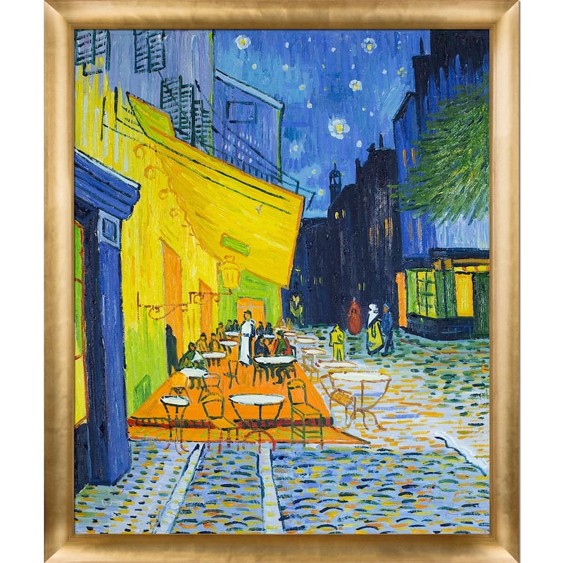 La Pastiche Vincent Van Gogh 'Cafe Terrace at Night' Hand Painted Oil ...