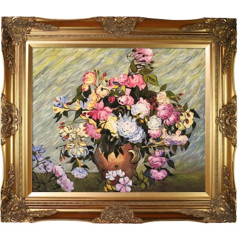 Vincent Van Gogh 'Still Life Vase with Roses' Hand Painted Oil Reproduction