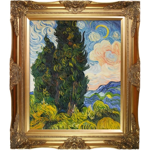 Vincent Van Gogh Two Cypresses Hand Painted Oil Reproduction On Sale Overstock