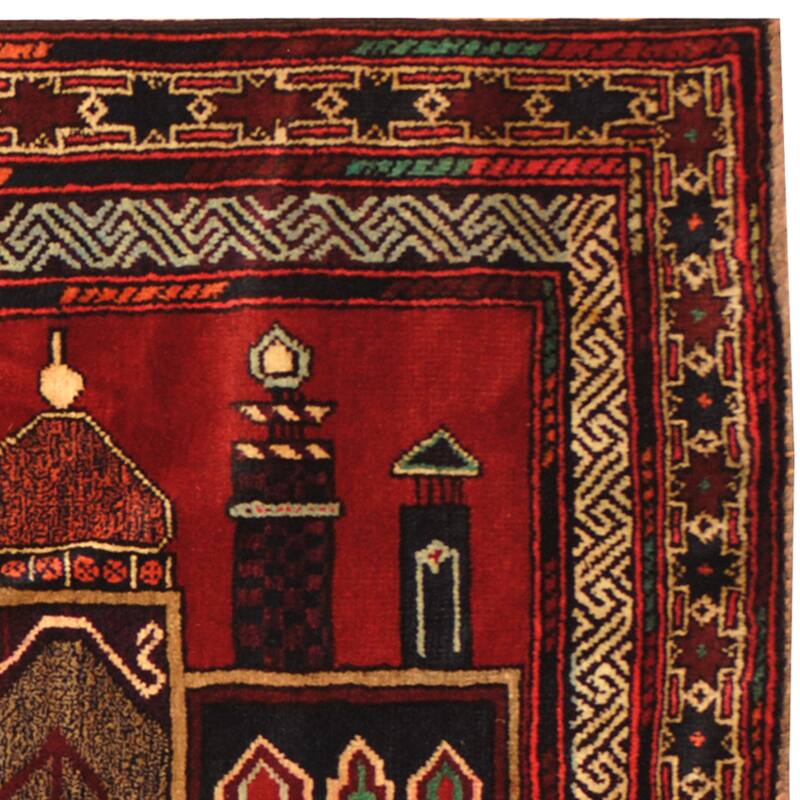 HERAT ORIENTAL Handmade One-of-a-Kind Balouchi Wool Rug - 2'9 x 4'10