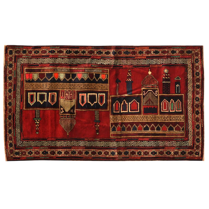 HERAT ORIENTAL Handmade One-of-a-Kind Balouchi Wool Rug - 2'9 x 4'10