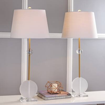 Spencer 34" Crystal/Metal LED Table Lamp, Brass (Set of 2) by JONATHAN Y