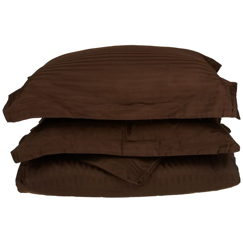 Kotter Home 650 Thread Count Striped Cotton Duvet Set - King - Cal King/King - Chocolate