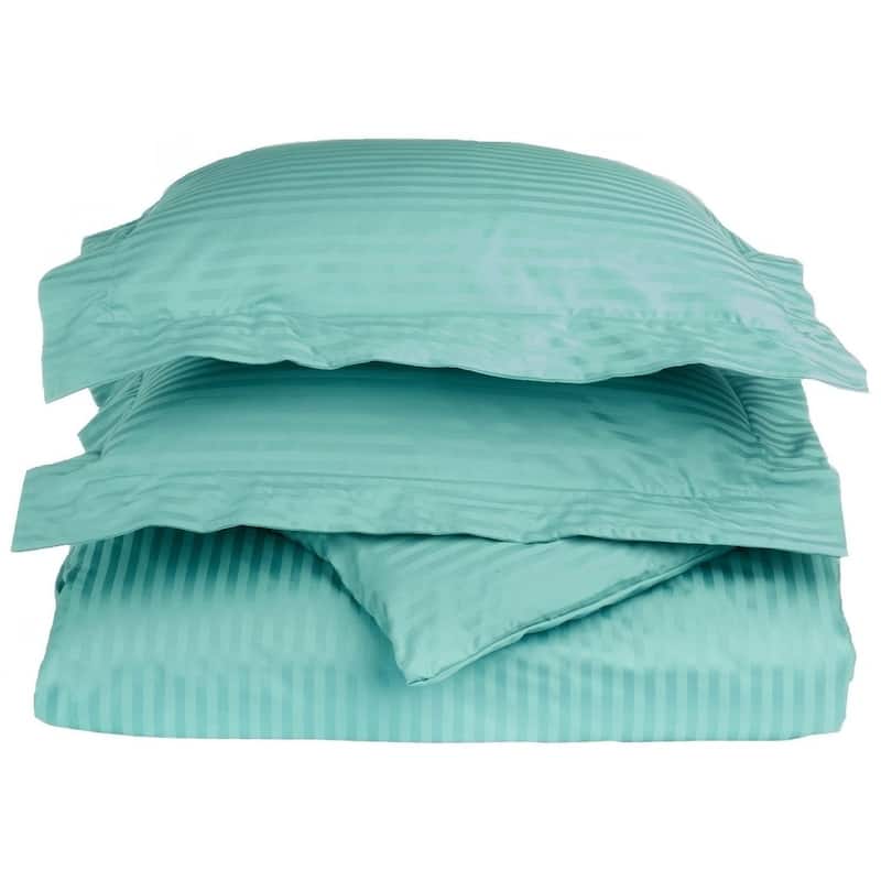 Kotter Home 650 Thread Count Striped Cotton Duvet Set - King - Cal King/King - Teal