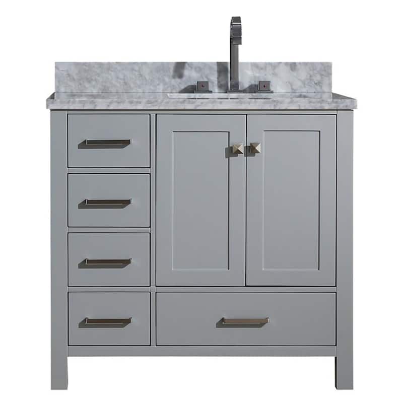 Ariel Cambridge 37 In. Right Offset Single Sink Vanity in Grey