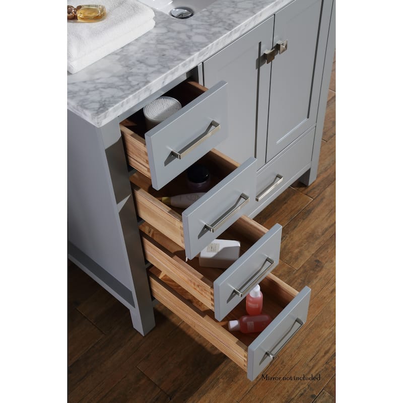 Ariel Cambridge 37 In. Right Offset Single Sink Vanity in Grey