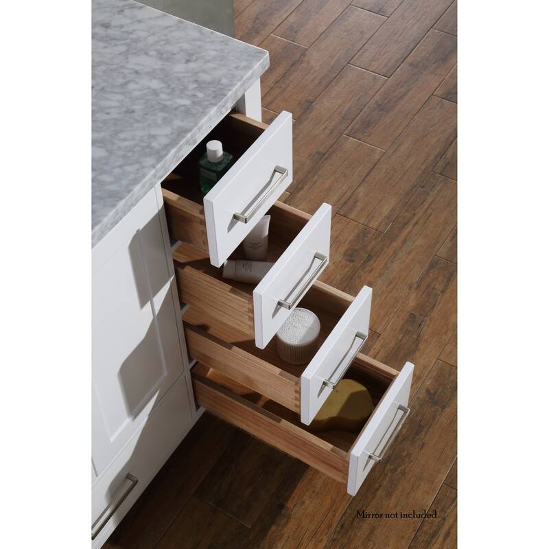 Ariel Cambridge 37 In. Left Offset Single Sink Vanity in White