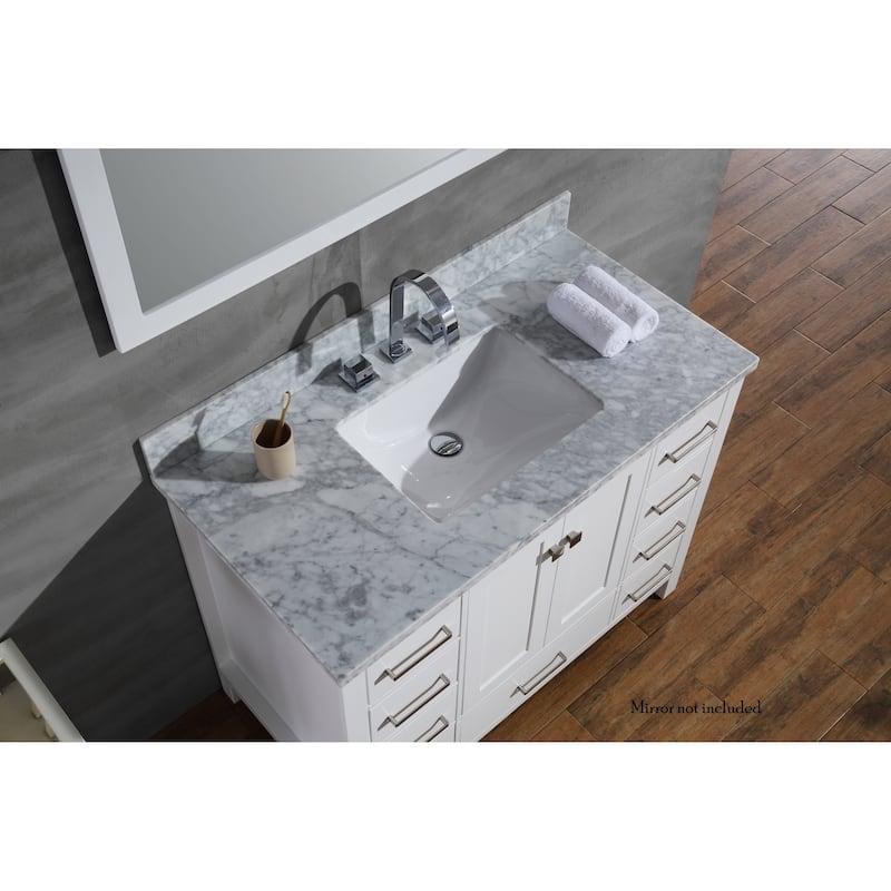 Ariel Cambridge 43 In. Single Sink Vanity In White