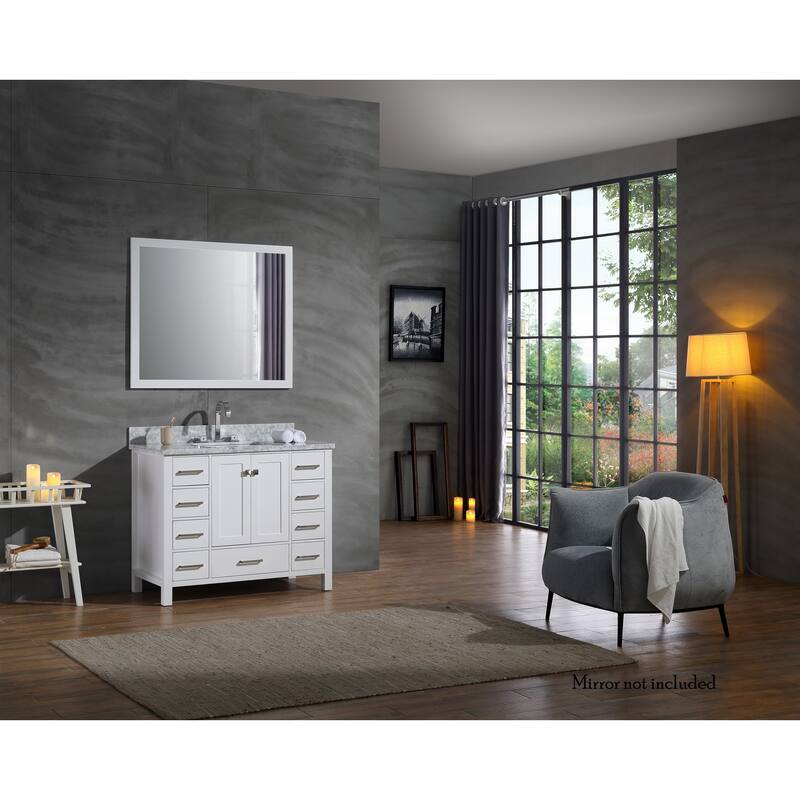 Ariel Cambridge 43 In. Single Sink Vanity In White