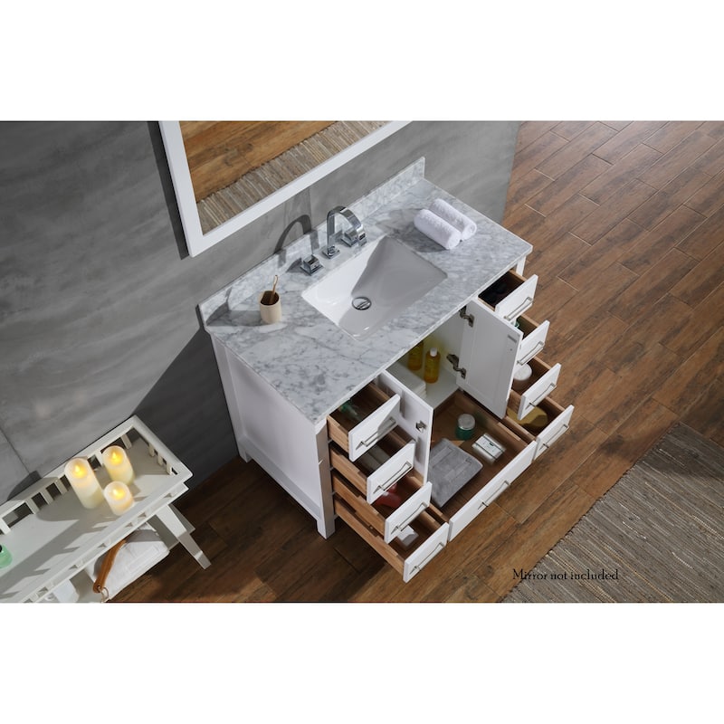 Ariel Cambridge 43 In. Single Sink Vanity In White