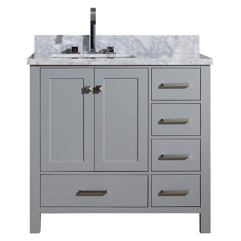 Ariel Cambridge 37 In. Left Offset Single Sink Vanity In Grey