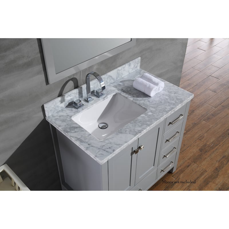 Ariel Cambridge 37 In. Left Offset Single Sink Vanity In Grey