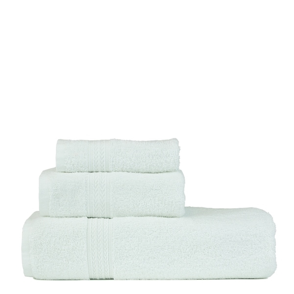 White 100/% Cotton Dobby Border Set of 6 Solid Color Terry Wash Cloths