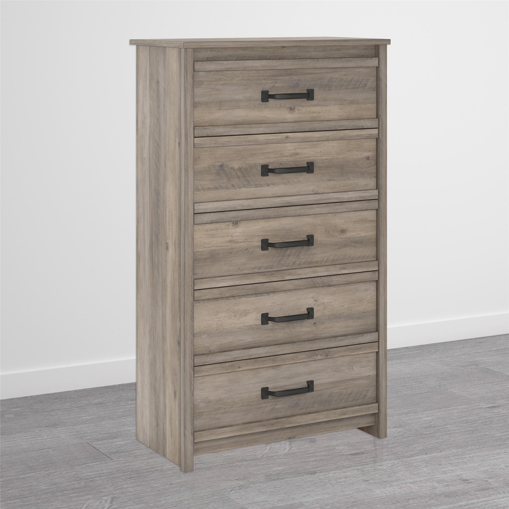 Shop Strick Bolton Millicent Grey Oak 5 Drawer Dresser Free