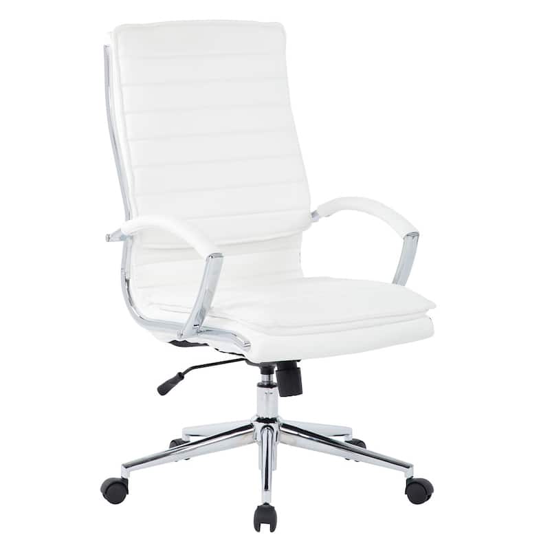 High Back Professional Managers Faux Leather Chair with Chrome Base and Removable Sleeves
