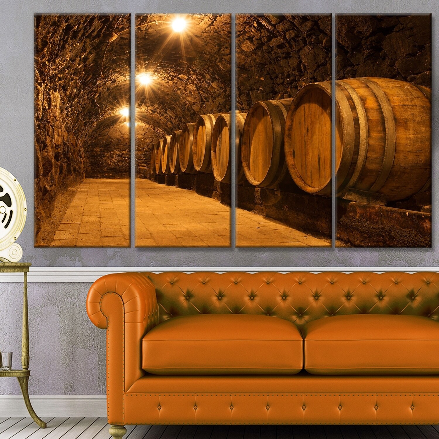 80 x 68 Designart TAP15215-80-68  Oak Barrels in The Tunnel Landscape Blanket Décor Art for Home and Office Wall Tapestry x Large 