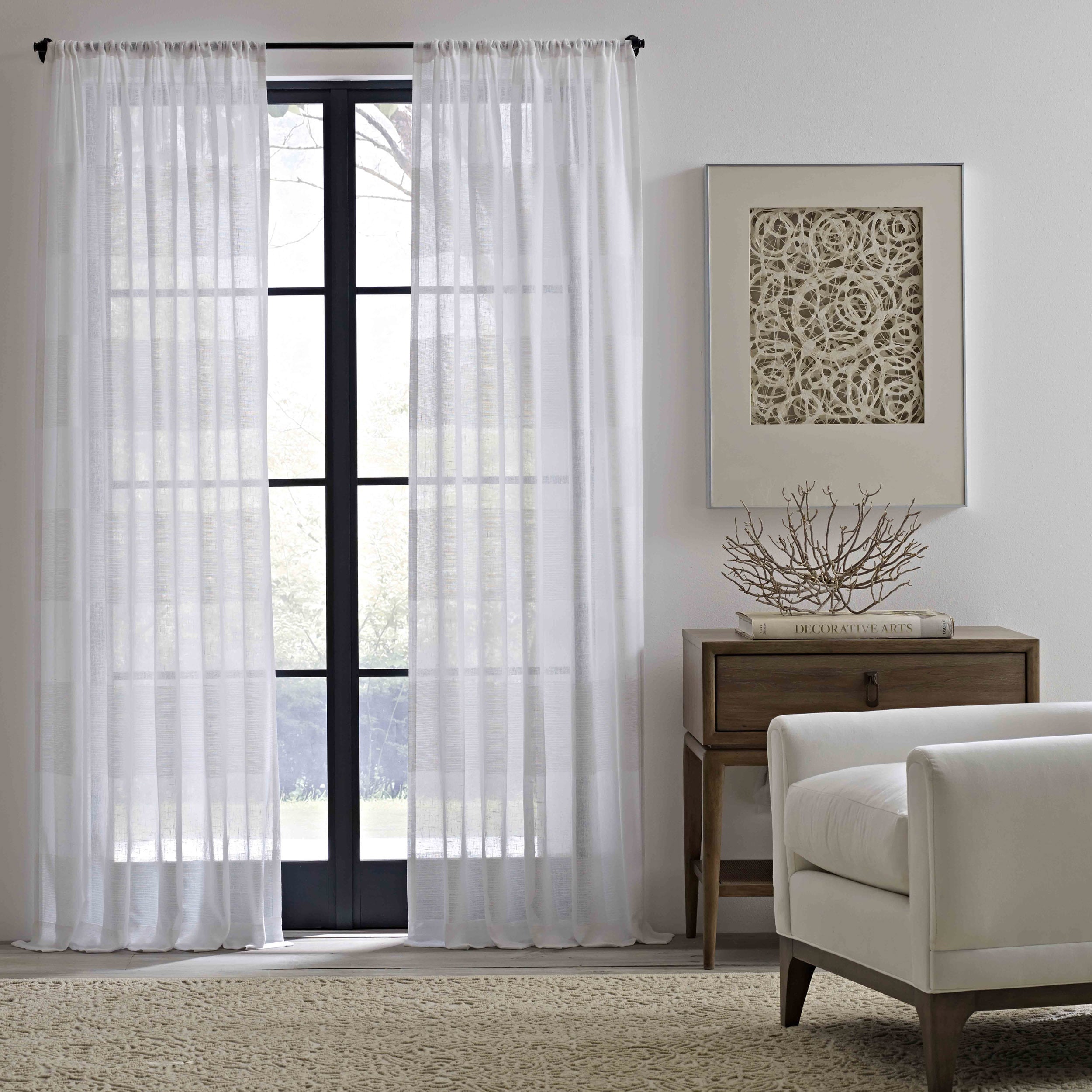 Shop Ellen Degeneres Shadow Sheer White Pole Top Drapes Free