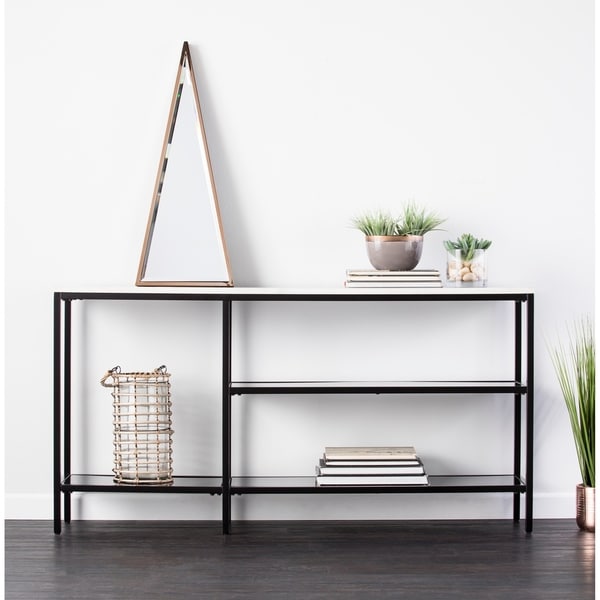 Holly & Martin Corman Narrow Black and Grey Faux Marble Console Table
