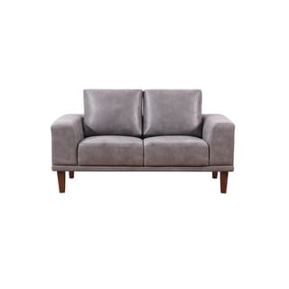 Ava Mid-Century Air Leather Fabric Loveseat