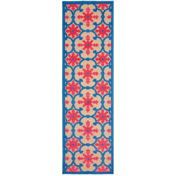 Shop Floral Lattice Sand Pink Indoor Outdoor Rug 2 3 X 7 6 On