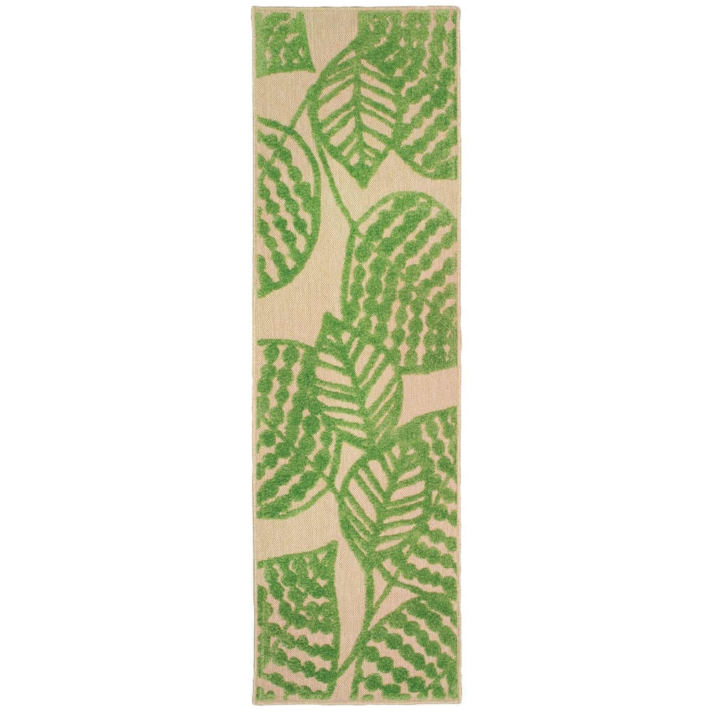 Style Haven Cara Mixed Pile Tropical Leaves Indoor-Outdoor Area Rug