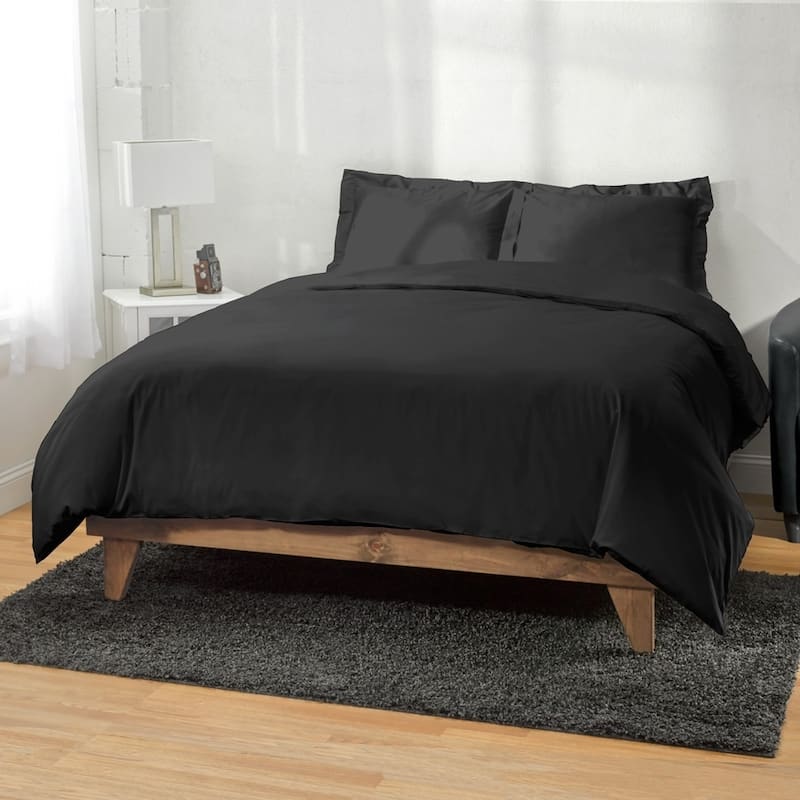 Kotter Home 650 Thread Count Cotton Duvet Cover - Black - Queen/Full - Queen/Full