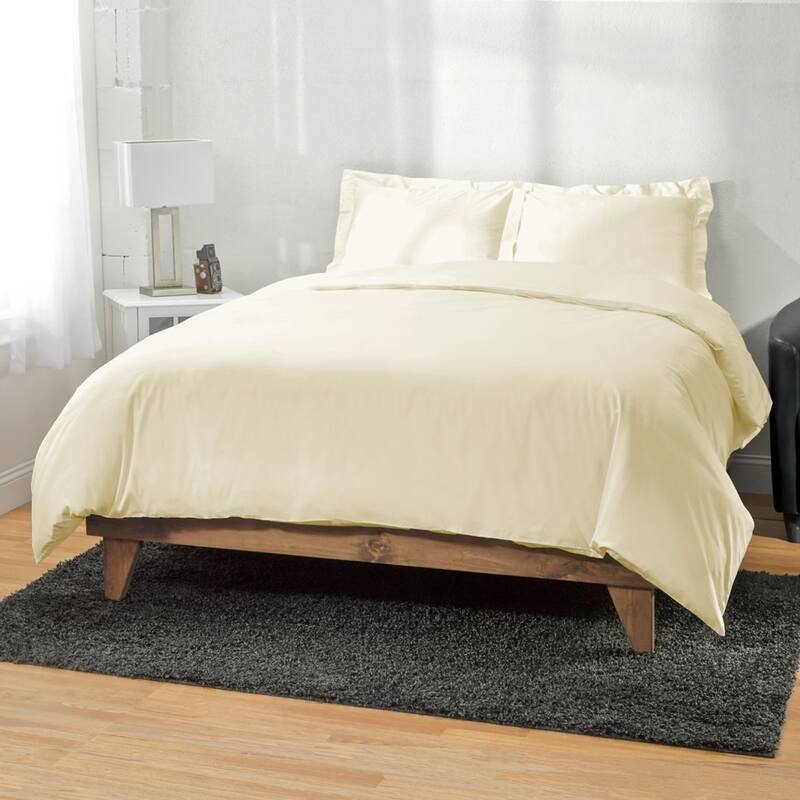 Kotter Home 650 Thread Count Cotton Duvet Cover - Ivory - Queen/Full - Queen/Full