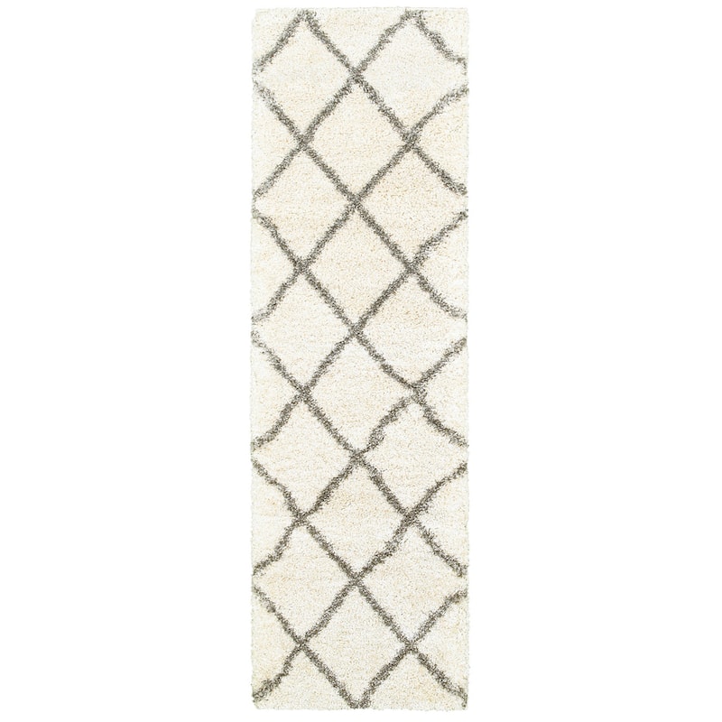 Style Haven Suncrest Charcoal Lattice Shag Area Rug