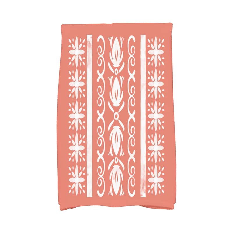 18 x 30 Inch Cuban Tile 2 Geometric Print Hand Towel - Orange