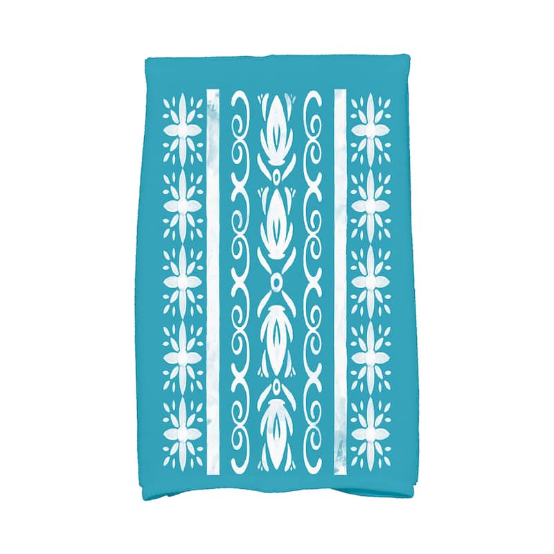 18 x 30 Inch Cuban Tile 2 Geometric Print Hand Towel - Blue