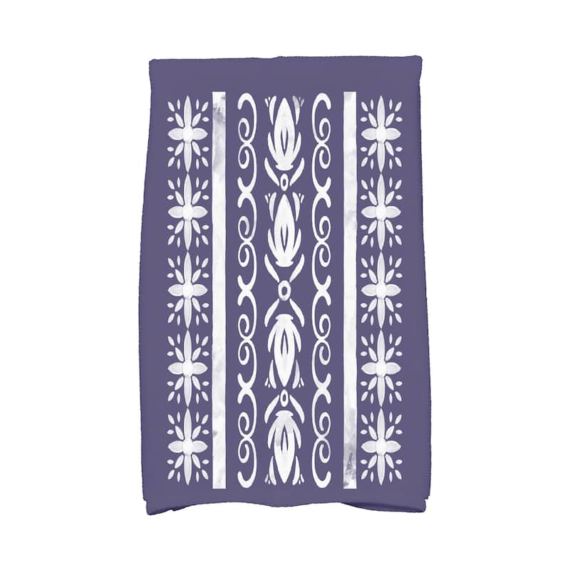 18 x 30 Inch Cuban Tile 2 Geometric Print Hand Towel - Navy