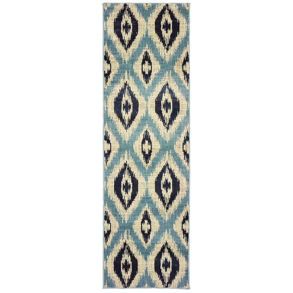 Vista Home Liliana Azul Vue Ikat Abract Trellis Area Rug