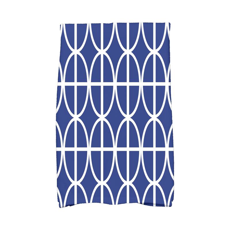 18 x 30 inch Ovals and Stripes Geometric Print Hand Towel - Blue