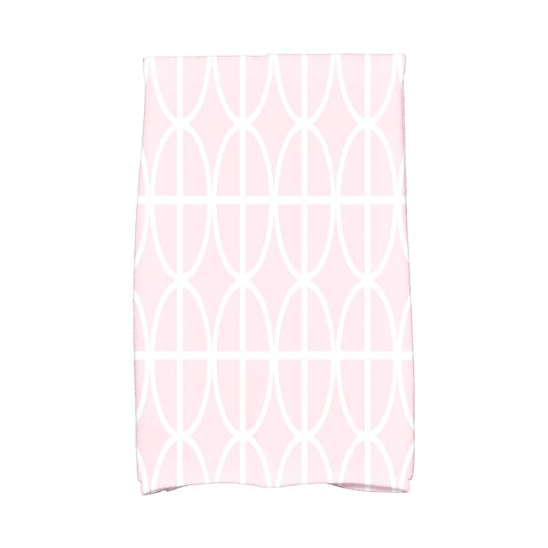 18 x 30 inch Ovals and Stripes Geometric Print Hand Towel - Pink