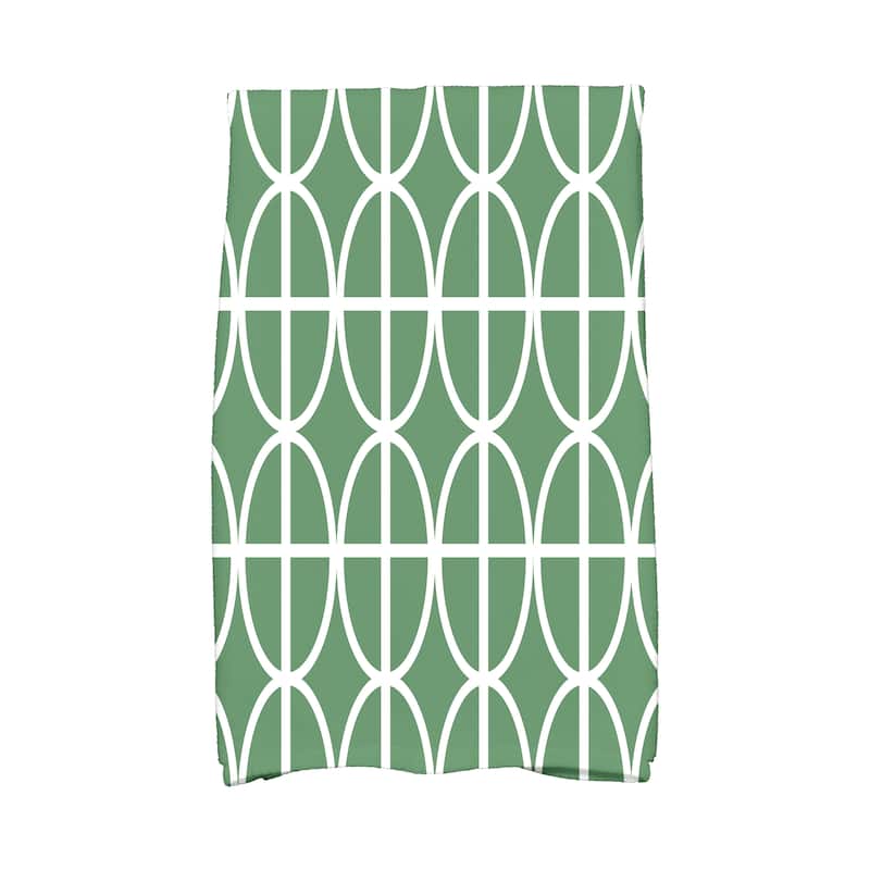 18 x 30 inch Ovals and Stripes Geometric Print Hand Towel - Green