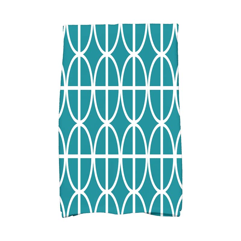 18 x 30 inch Ovals and Stripes Geometric Print Hand Towel - Teal