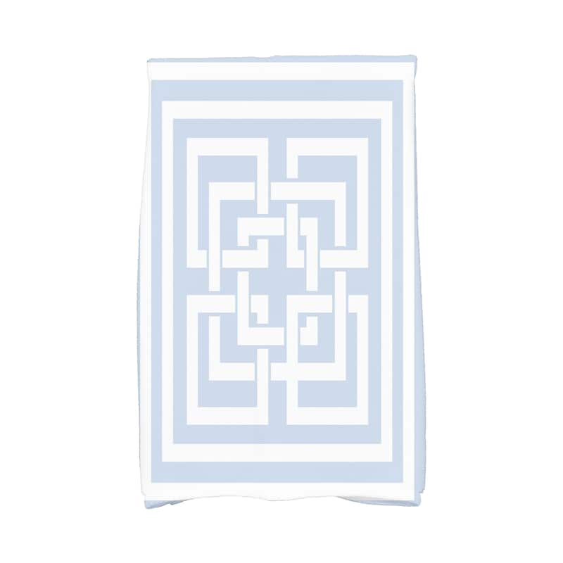 18 x 30 Inch Greek New Key Geometric Print Hand Towel - Blue