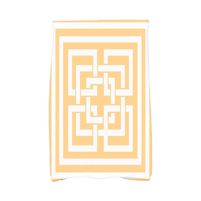 18 x 30 Inch Greek New Key Geometric Print Hand Towel - Yellow