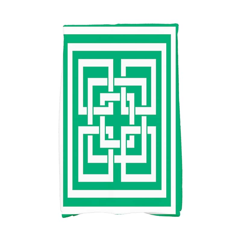 18 x 30 Inch Greek New Key Geometric Print Hand Towel - Green