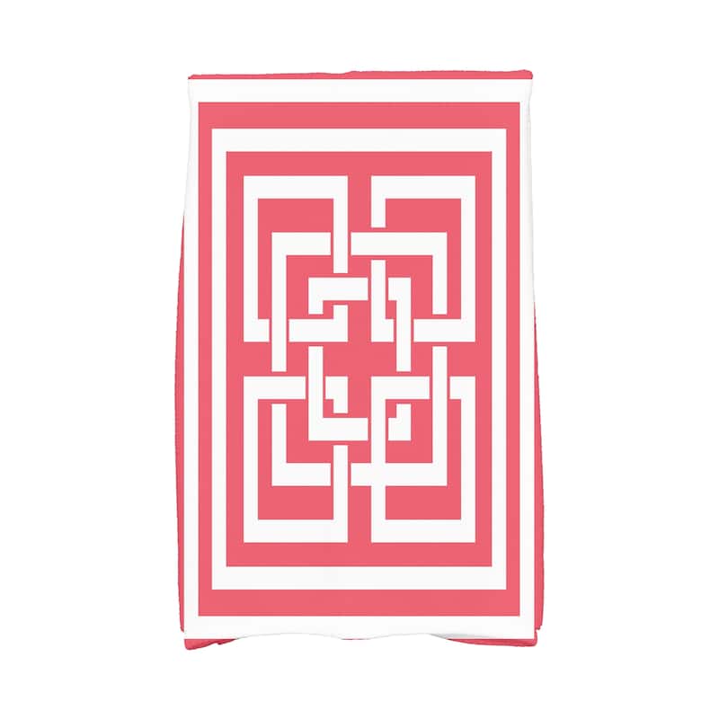 18 x 30 Inch Greek New Key Geometric Print Hand Towel - Red