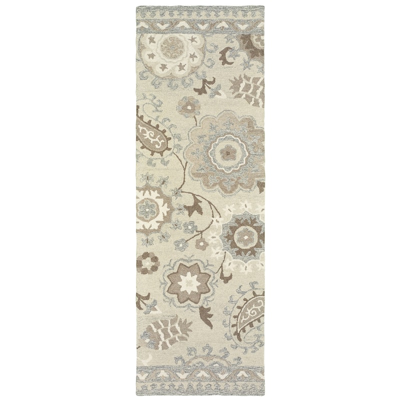Style Haven Marthrown Ivory/ Grey Undyed Wool Handcrafted Area Rug