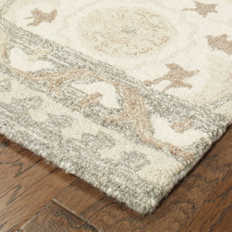 Style Haven Marthrown Ivory/ Grey Undyed Wool Handcrafted Area Rug