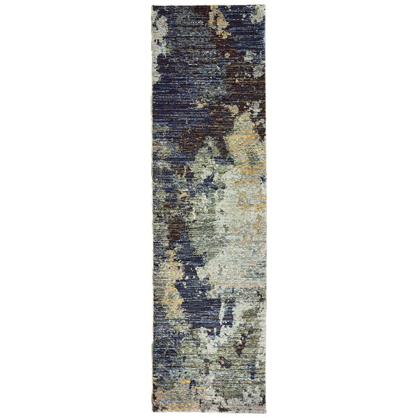 Grey Skies Navy/ Blue Area Rug (2'3 X 8') - 2'3" x 8' Runner