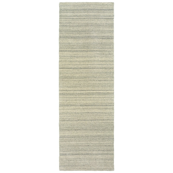 Style Haven Solid Distressed Beige Handcrafted Wool Runner Rug (2'6 x 8') - 2'6" x 8' Runner