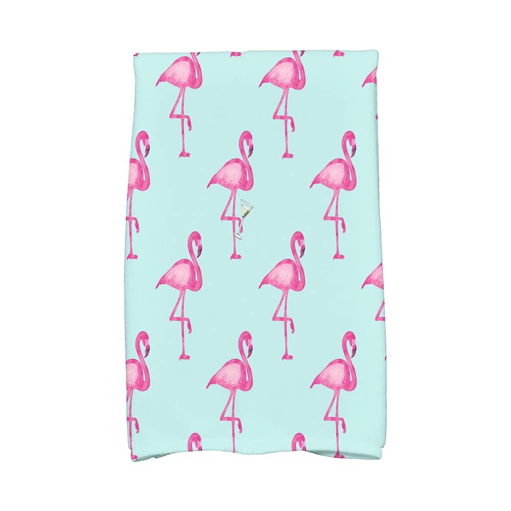 18 x 30 inch Flamingo Fanfare Martini Animal Print Kitchen Towel