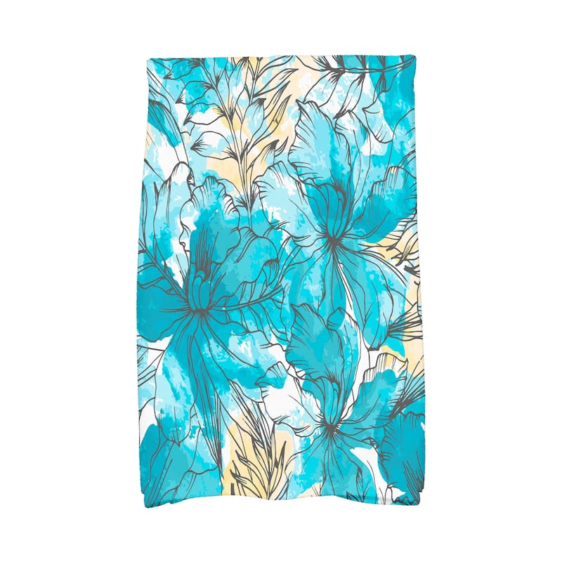 18 x 30 Inch Zentangle Floral Print Kitchen Towel - Blue