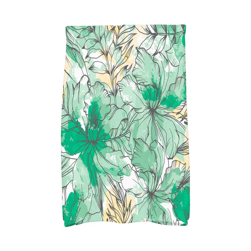 18 x 30 Inch Zentangle Floral Print Kitchen Towel - Green